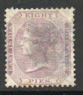 India 1865 8 Pies Purple, Wmk. Elephant Head, Perf. 14, Used, SG 56 (E) - 1854 East India Company Administration