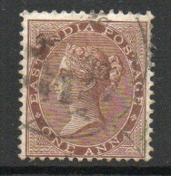 India 1865 1 Anna Deep Brown, Wmk. Elephant Head, Perf. 14, Used, SG 59 (E) - 1854 East India Company Administration