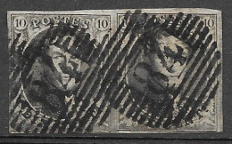 OBP6 In Paar Met 4 Randen En Met Balkstempel P84 Mouscron (zie Scans) - 1851-1857 Médaillons (6/8)