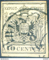 Lombardo Veneto. Stemma, Carta A Macchina 10 C. 1854-1857. Usato. - Non Classificati