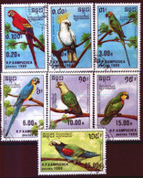 221 - Cambodia - Kampuchea - Birds - Parrots  - Dogs - Used Set - Parrots