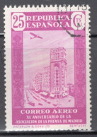 Spain 1936 Single Stamp Issued As An Airmail The 40th Anniversary Of The Madrid Press Association In Fine Used - Autres & Non Classés