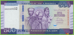 Voyo LIBERIA 500 Dollars 2017 P36b B316b AA UNC - Liberia
