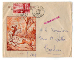 TB 4686 - 1957 - LSC - Lettre Illustrée Chasse à Courre - Editions ¨ BOURGOGNE ¨ MP DIJON GARE Pour TOULON ( Var ) - 1921-1960: Modern Tijdperk