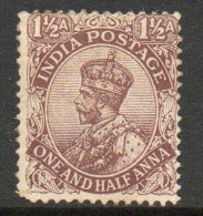 India 1911-23 GV 1½ Annas Chocolate, Wmk. Star, Hinged Mint, SG 163 (E) - 1911-35  George V