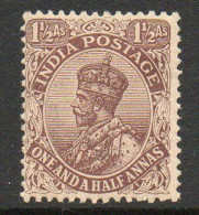 India 1922-6 GV 1½ Annas Chocolate, Wmk. Star, Hinged Mint, SG 197 (E) - 1911-35 Roi Georges V