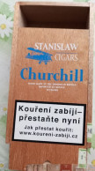 Boîte En Bois Pour 10 Cigares Churchill - Stanislaw, Pays Du Bassin République Dominicaine Hand Made - Hecho Et Mano, - Zigarrenetuis