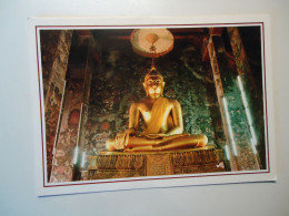 THAILAND  POSTCARDS   MONUMENTS PHRA SRI SAKAYMUNI  WITH STAMPS KINGS - Tailandia