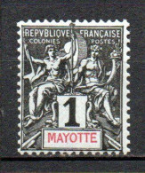 Col40 Colonie Mayotte 1892  N° 1 Neuf X MH Cote 2,50€ - Unused Stamps