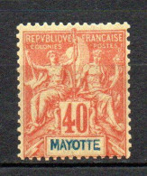 Col40 Colonie Mayotte 1892  N° 10 Neuf X MH Cote 30,00€ - Unused Stamps