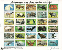 Denmark WWF 1986.  Sheet With 30 Labels;  Preserve Wildlife. - Other & Unclassified