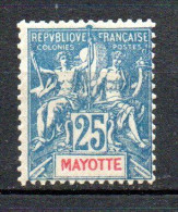 Col40 Colonie Mayotte 1900  N° 17 Neuf X MH Cote 24,00€ - Ongebruikt