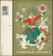 URSS 1973. Carte, Entier Postal. Nouvel An, Lapins Musiciens. Batterie, Chanteuse - Hasen