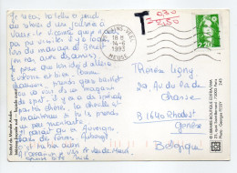 - Carte Postale FAINS-VÉEL (Meuse) Pour RHODE-SAINT-GENÈSE (Belgique) 14.6.1993 - TAXÉE 0,30 / 2,50 - - 1960-.... Lettres & Documents