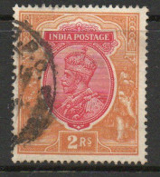 India 1926-33 GV 2 Rupees Carmine & Orange, Wmk. Multiple Star, Used, SG 215 (E) - 1911-35  George V