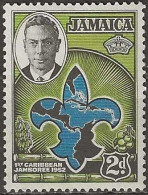 JAMAICA 1952 First Caribbean Scout Jamboree -  2d. - Scout Badge And Map Of Caribbean MH - Jamaica (...-1961)