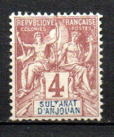 Col40 Colonie Anjouan 1892  N° 3 Neuf X MH Cote 6,00€ - Nuevos