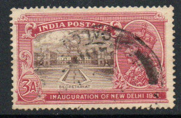 India 1931 GV Inauguration Of New Delhi 3 Annas Value, Wmk. Multiple Star, Used, SG 230 (E) - 1911-35  George V