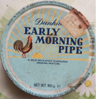 Ancient Empty Metal Tobacco Box Dunhill EARLY MORNING PIPE, Made In The UK In Association Dunhill, Average 12,5 Cm - Boites à Tabac Vides