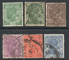 India 1932-6 GV Definitives Group Of 6 To 3a6p, Wmk. Multiple Star, Used, SG 232/8 (E) - 1911-35 Roi Georges V