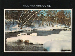 1 AK USA / Wisconsin * Hello From Appleton - Snowbound Creek Ein Verschneiter Fluß * - Appleton