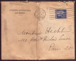 France, Enveloppe à En-tête " Conseil Municipal De Paris " Du 29 Septembre 1938 De Paris Pour Paris - Altri & Non Classificati