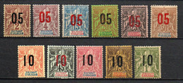 Col40 Colonie Anjouan 1900  N° 20 à 30 Neuf X MH Cote 44,00€ - Nuevos