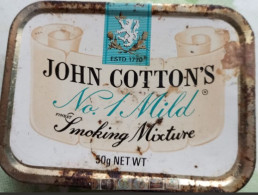 Ancient Empty Metal Tobacco Box JOHN COTTON'S No.1. Mild Smoking Mixture, Made In The UK, 11x8x2,5 Cm - Contenitori Di Tabacco (vuoti)