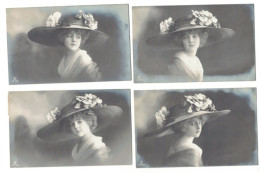 XB1234 RARE COMPLETE SET OF 6 JEUNE FILLE, ENFANT, GIRL GRETE REINWALD VICTORIAN HAT FASHION RPPC - Ritratti