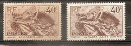 VARIETE N 315  ** 1 TB MARRON CLAIR  AU LIEU DE BRUN + PAPIER CHAMOIS  - TRES VISIBLE AU SCANN - RRR !!! - Unused Stamps