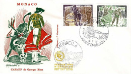 Enveloppe 1er Jour - Carmen De Georges Bizet, Taureau, Torero, Cape - 1975 - MONACO - Cartas & Documentos