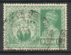 India 1946 GVI Victory 9 Pies Yellow-green, Wmk. Multiple Star, Used, SG 278 (E) - 1936-47 Koning George VI