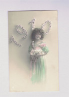 XB1238 JEUNE FILLE, ENFANT, GIRL , FAMOUS GRETE REINWALD YEARDATE 1910 RPPC HAND. COL - Portraits