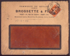France, Enveloppe à En-tête " Brossette & Fils, Commerce De Métaux, Paris " 1922 - Other & Unclassified