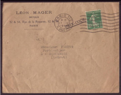 France, Enveloppe à En-tête " Mager, Métaux, Paris " Du 17 Avril 1924 Pour Montargis - Autres & Non Classés