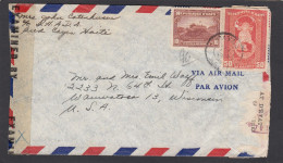 LETTRE PAR AVION DE LES CAYES POUR LES U.S.A.,OUVERTE PAR LA CENSURE HAITIENNE ET US,1944. - Haïti