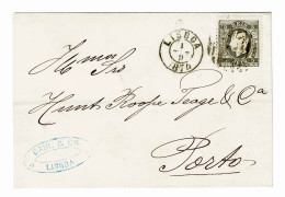 Portugal, 1874, # 36k Dent. 12 3/4, Tipo XII, Com Certificado, Para O Porto - Storia Postale