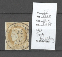 Inde Française - Yvert 22 - Ceres 15cts - Cad Inde Pondichery - Cérès