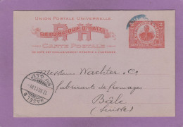 ENTIER POSTALE DE PORT AU PRINCE POUR DES FABRICANTS DE FROMAGES A BALE,SUISSE,1911. - Haiti