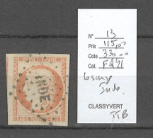 Inde Française - Yvert 13 - Ceres 40cts - Losange INDE - TTB - Cérès