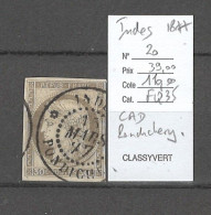 Inde Française - Yvert 20 - Cachet à Date De PONDICHERY- 1877 - Ceres