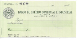 PORTUGAL ANGOLA CHEQUE CHECK BANCO DE CRÉDITO COMERCIAL E INDUSTRIAL, LUANDA, 1970'S - Cheques & Traveler's Cheques