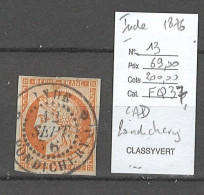 Inde Française - Yvert 13 - Cachet à Date De PONDICHERY - 1876 - Cérès