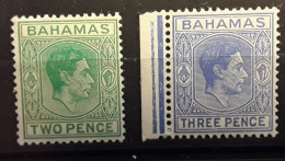 BAHAMAS 1941 - 1951 King George VI,  Yvert 117, 3 P Outremer & 144 , 2 Pence Vert , Neufs ** MNH TB - 1859-1963 Crown Colony