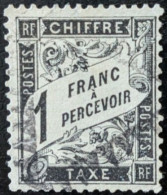 N°22 Ob. 1F Noir Cote 500€ - 1859-1959 Afgestempeld