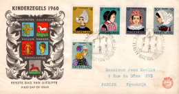 PAYS BAS LETTRE FDC POUR LA FRANCE 1960 - Storia Postale