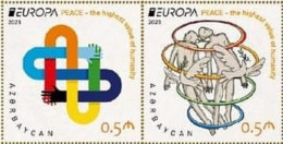 Azerbaijan EUROPA 2023 Peace – The Highest Value Of Humanity CEPT 2 Stamps From Booklet - 2023