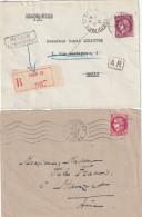 Cérès N°373 Seul Sur Lettre  + 376 Sur Recommandée AR Retour à L'envoyeur (contrôle). Les 2 - 1945-47 Cérès De Mazelin