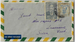 Brazil 1951 Cover Sent To Lausanne Switzerland Cancel Erechim + Airmail Stamp Orville Adalbert Derby & Floriano Peixoto - Lettres & Documents