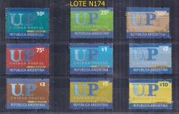 ARGENTINA SERIE BASICA U.P. GJ 3178/86 COLOR PLATEADO DESPLAZADA USADA - Used Stamps